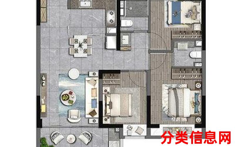 大汉天玺丨3室2厅二手房出售,报价：77.8万元