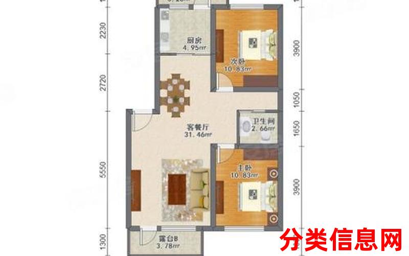 御景峰丨2室2厅二手房出售,报价：63万元