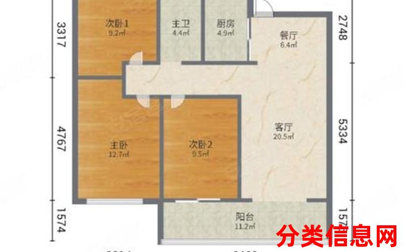 蚌埠锦江新天地,3室2厅二手房出售,报价：66.9万元