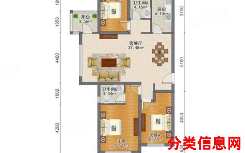 鄂尔多斯九盛丽景花园,3室2厅二手房出售,报价：103万元