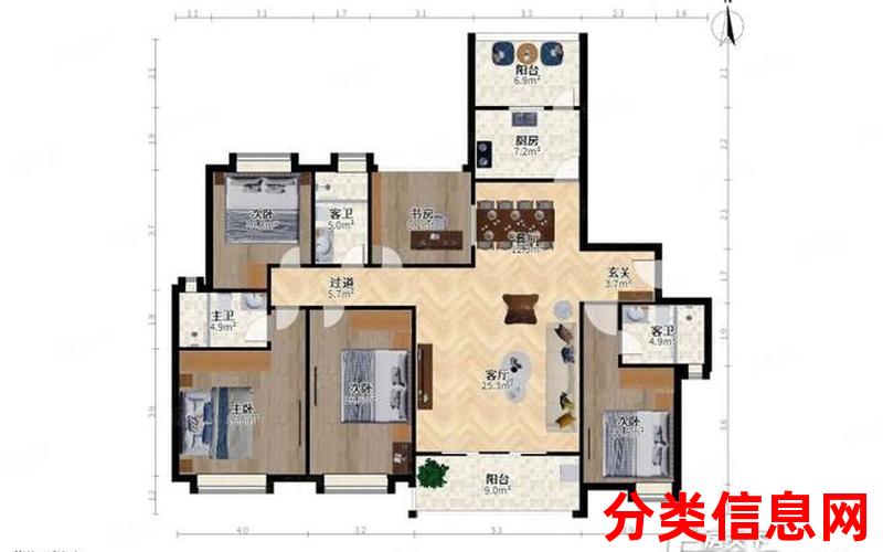 红河红郦园,3室2厅二手房出售,报价：40万元